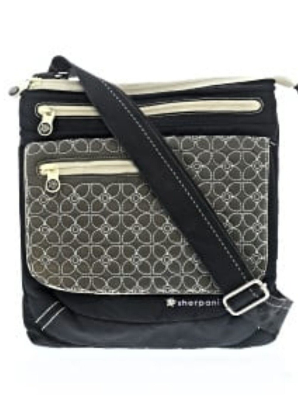 Sherpani Black Gray Quilted Pattern Crossbody Bag